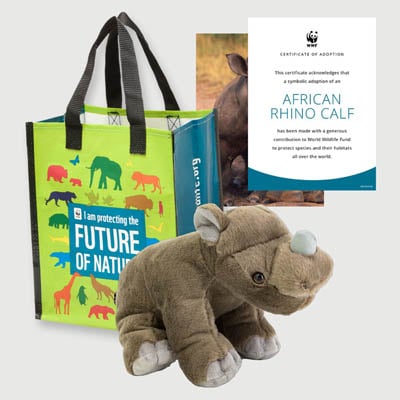 african rhino calf Plush adoption kit