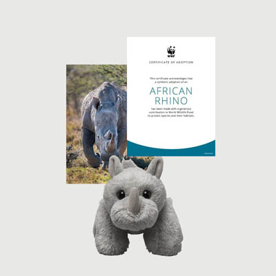african rhino Mini plush adoption kit