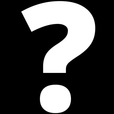 The image features a large white question mark over a solid black background.