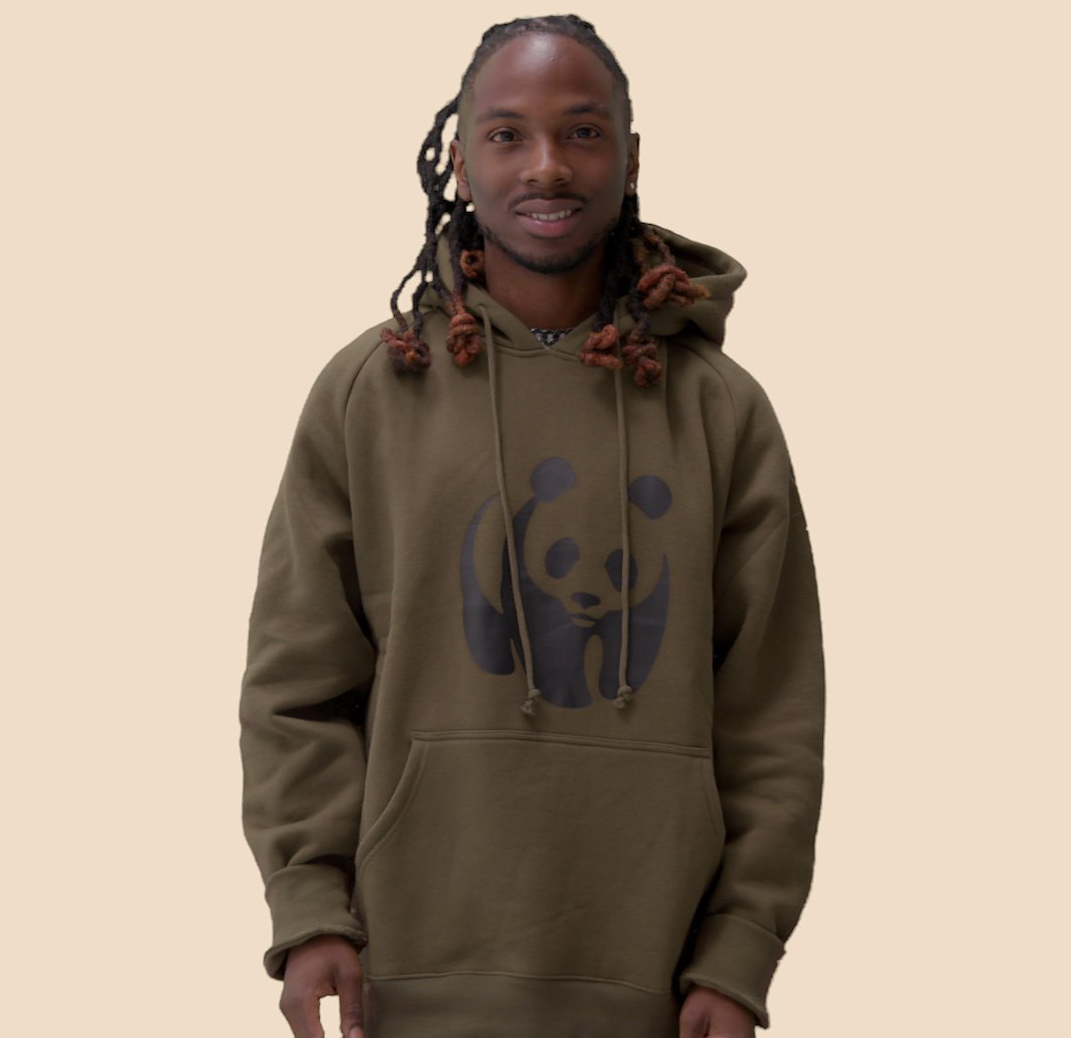 Man in WWF sweatshirt