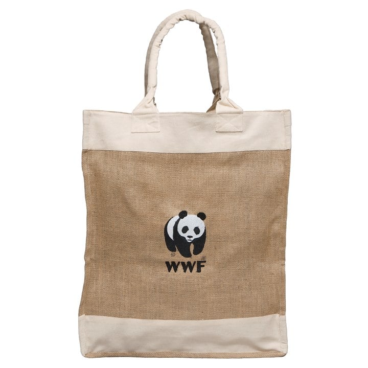 A jute bag with WWF logo